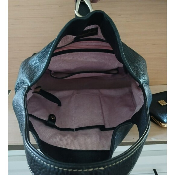Dooney & Bourke Black Pebble Grain Leather Hobo Logo Lock Shoulder Bag & Wallet - Picture 7 of 16